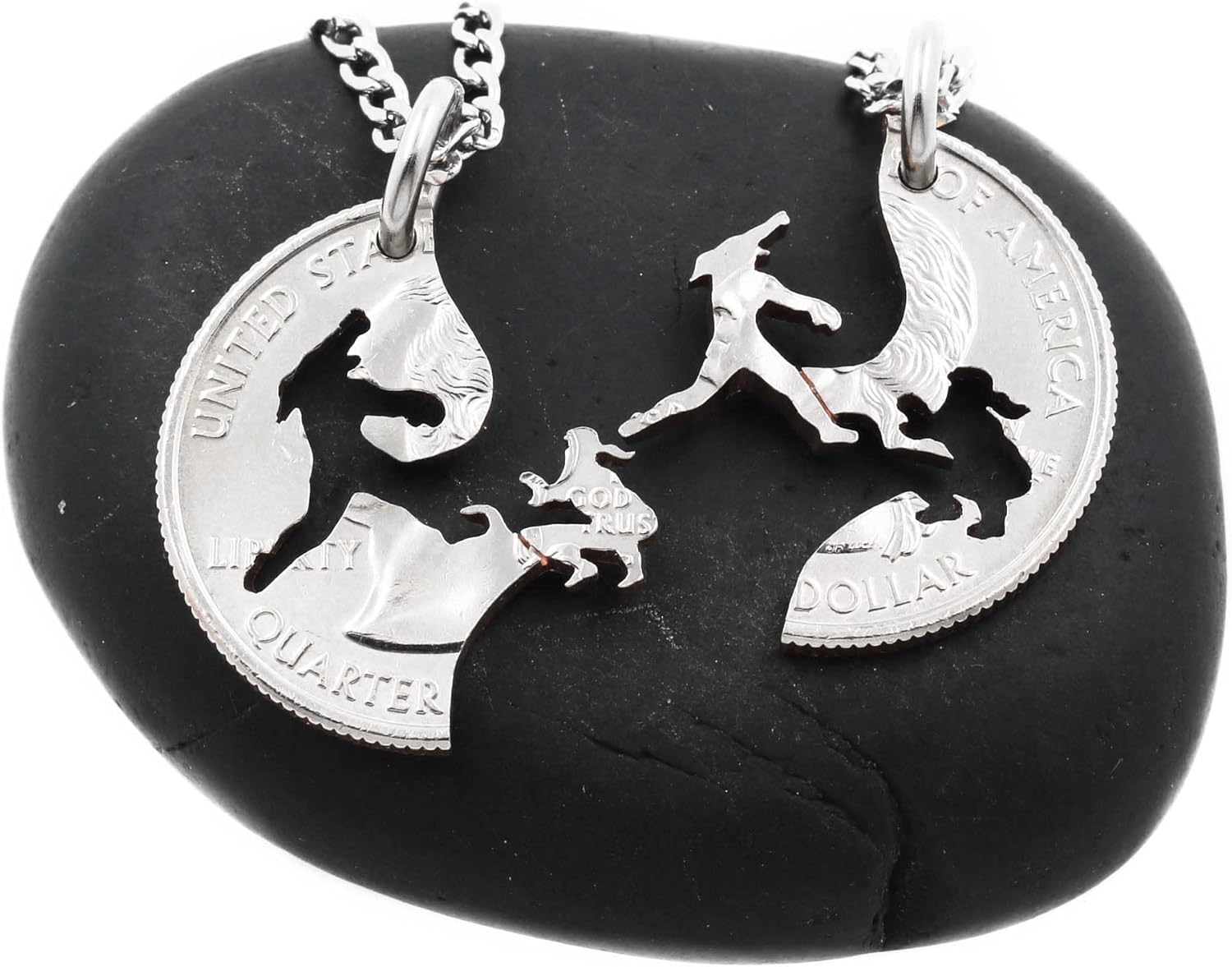 Girl's Softball Necklaces, Pitcher and Catcher, Softball Buddies and Best Friends Necklaces, BFF Sports Jewelry Gifts, Hand Cut Coin, By NameCoins