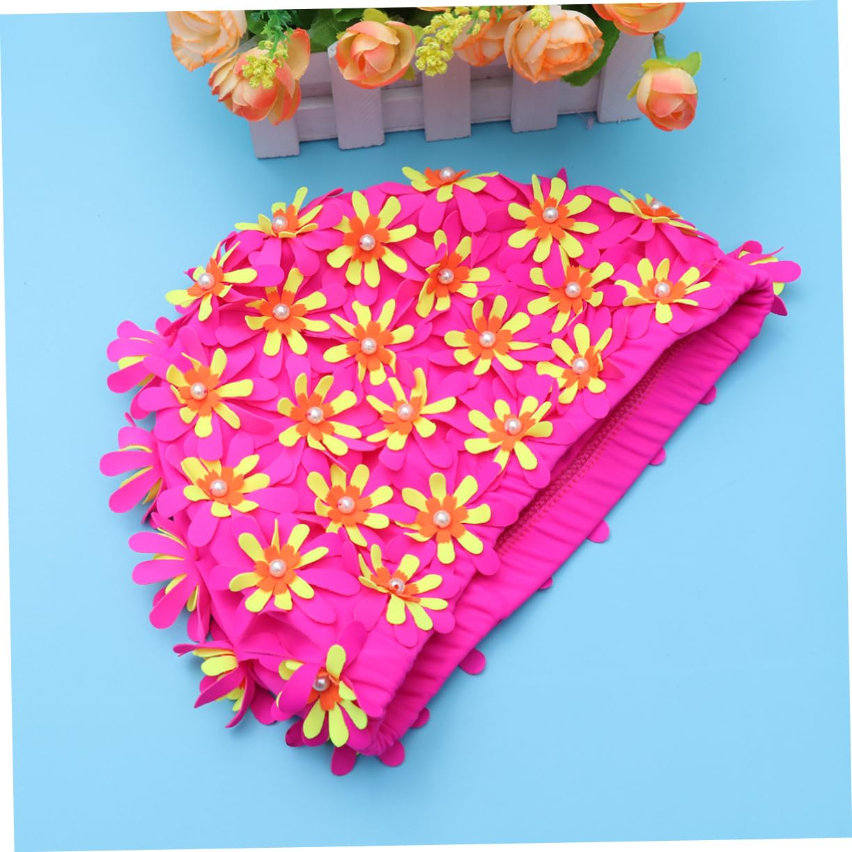 SUPVOX natación para Adultos Gorro de Pelo Gorro de baño de Pelo Largo Gorra de baño Equipo de natación Gorro de baño Adulto Floral Sombrero de Rosa