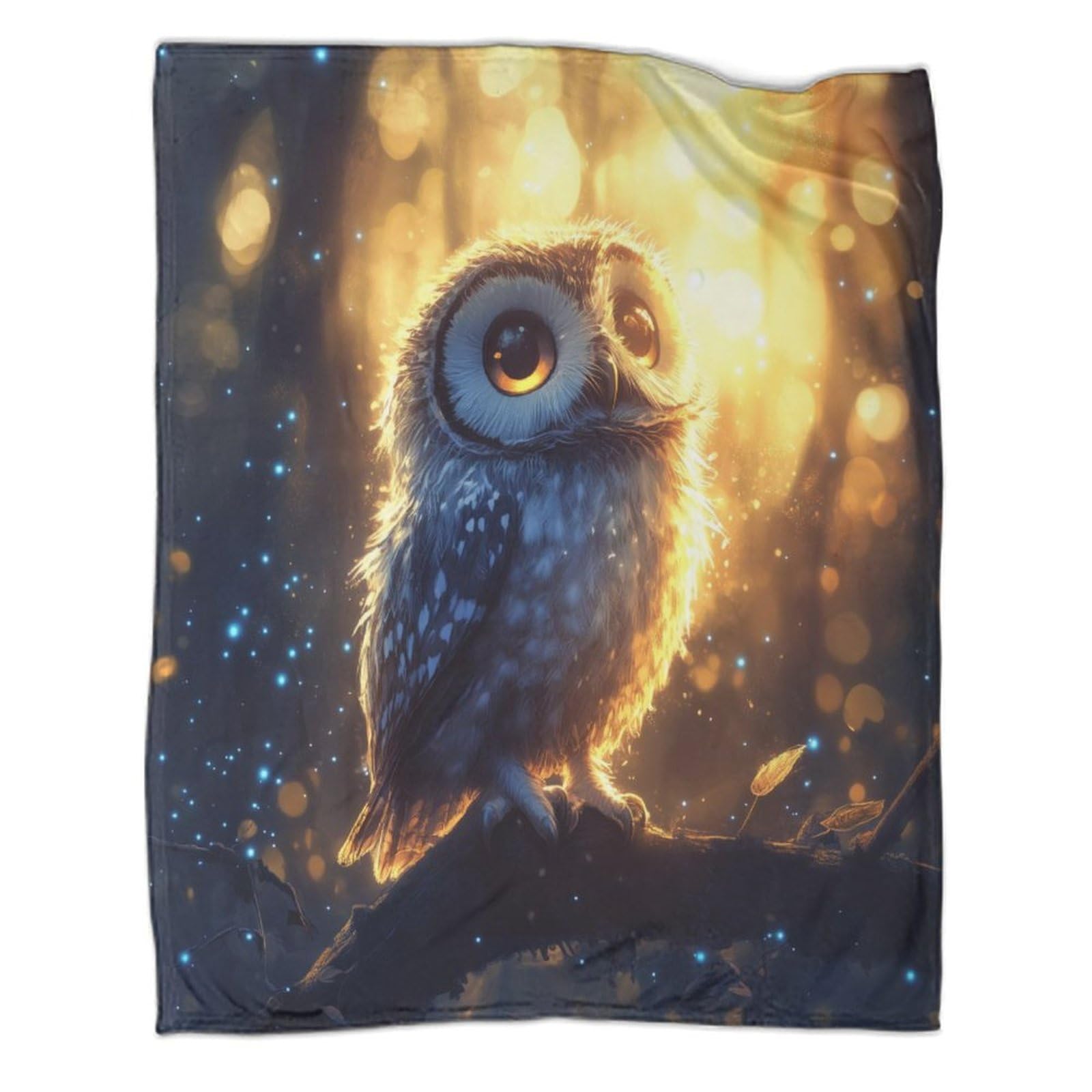 Couverture polaire chouette imprimée 3D en flanelle douce pour canapé et lit 180x200cm