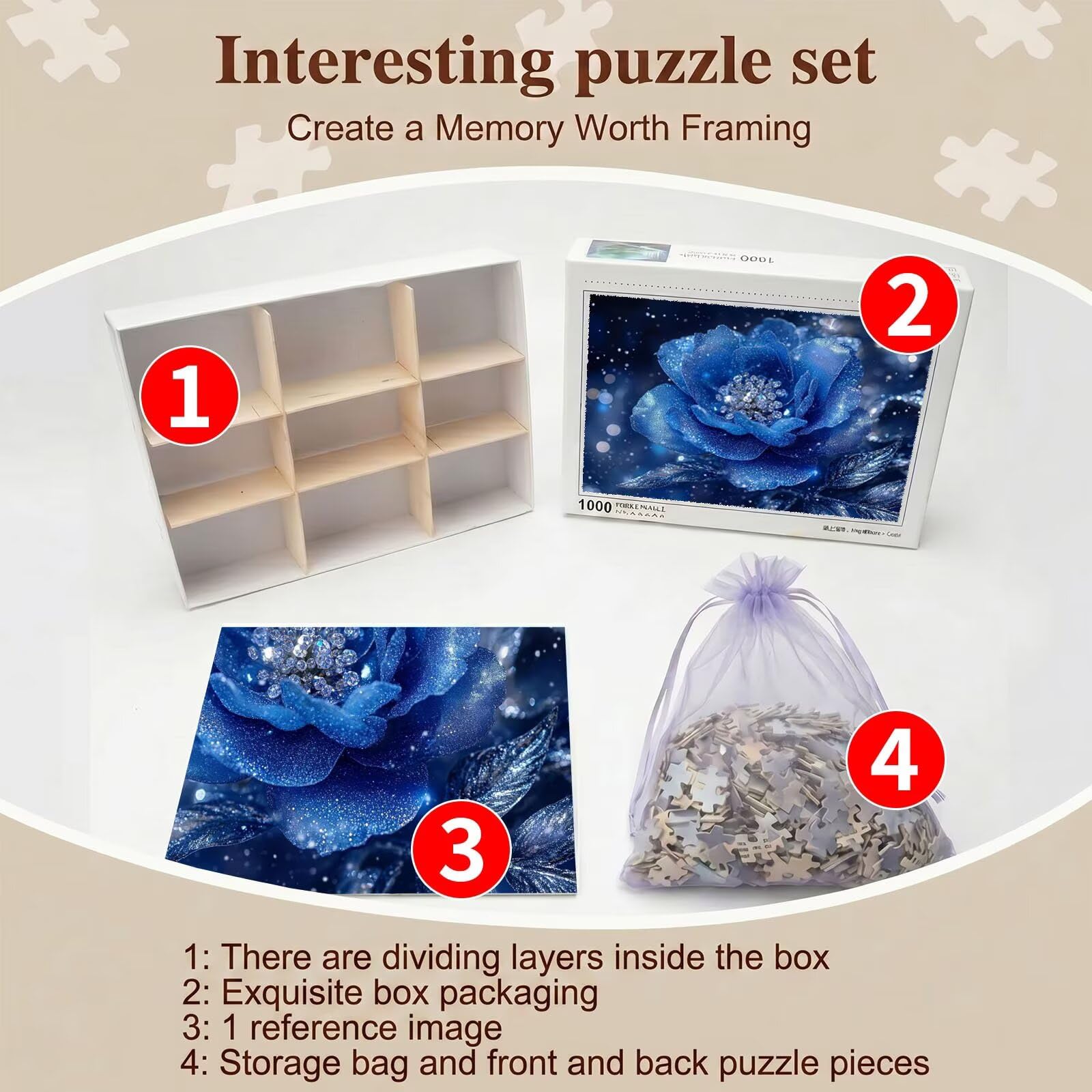 fiore sogno Puzzle 3000 Pezzi per Adulti, Puzzle in Legno - Collezione Classica con Poster Incluso - Sfida di Concentrazione e Passatempo Antistress, Gioco Educativo per Famiglia, 122 x 81 cm f0-404