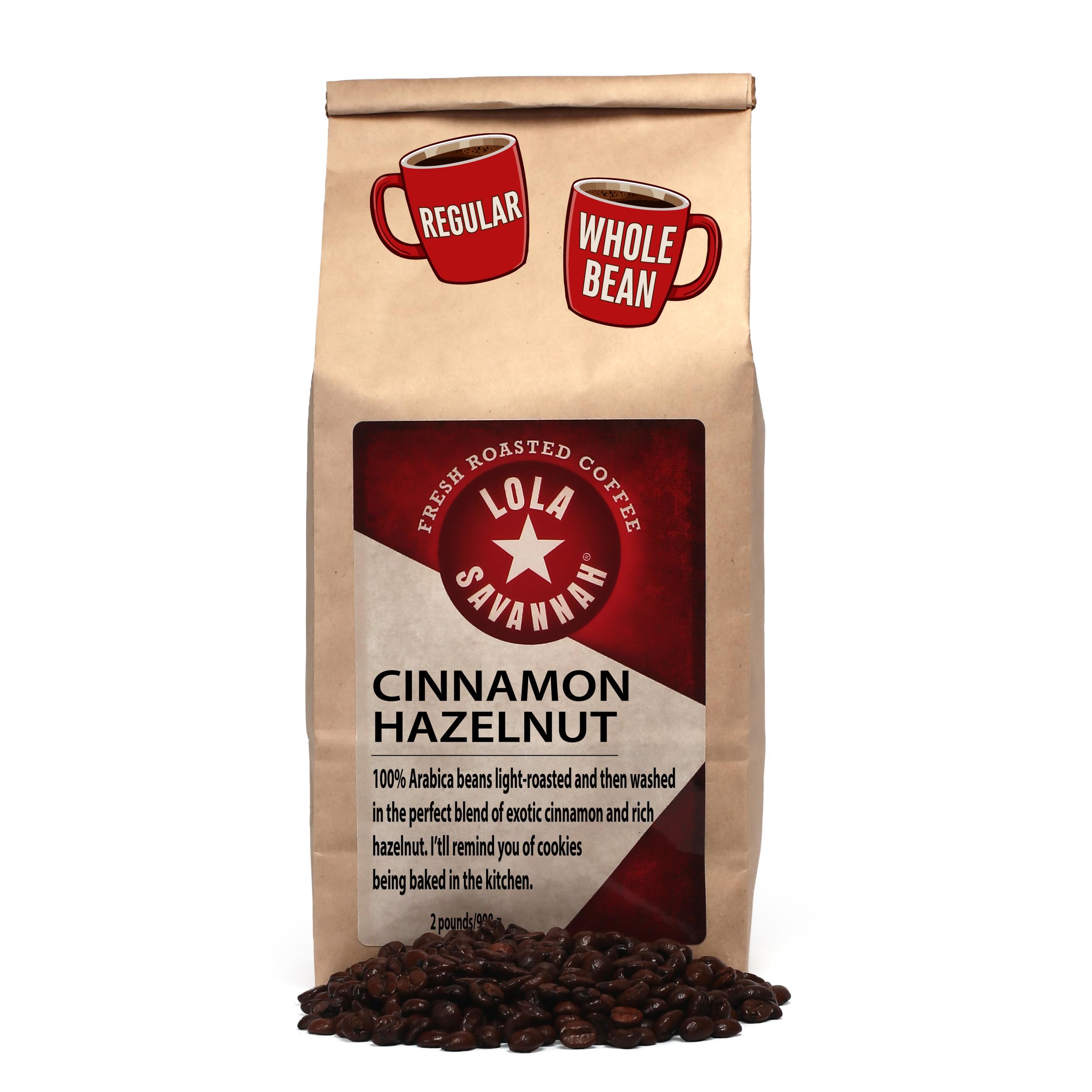 Cinnamon Hazelnut Whole Bean Caffeinated Coffee, 2lb