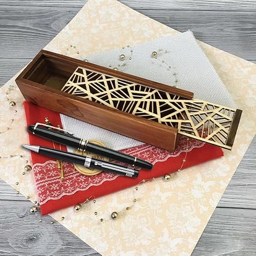 Miniatura 2 de Estuche de madera para lápices, caja de almacenamiento con tapa deslizante de madera vintage, cajas de regalo de recuerdo para pasatiempos