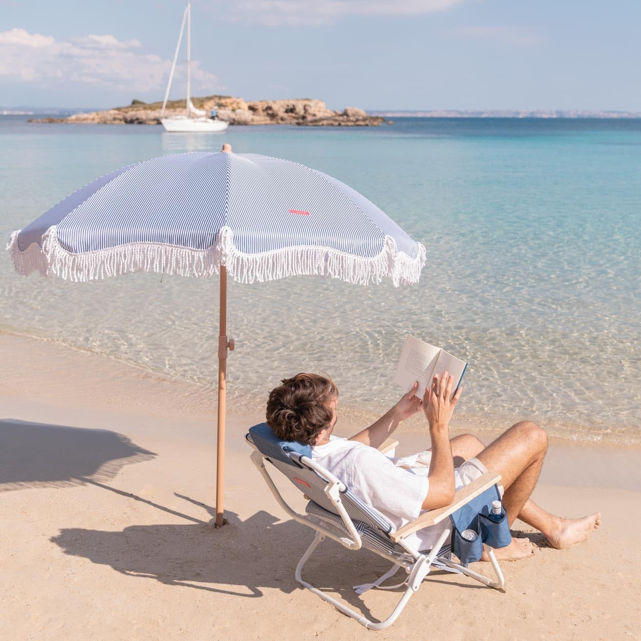 Flamingueo Sombrilla Playa, Piscina, Terraza Exterior, Protección UPF 50+, Altura y Orientación Regulable, Funda de Transporte, Poliéster, 210 x 180 cm