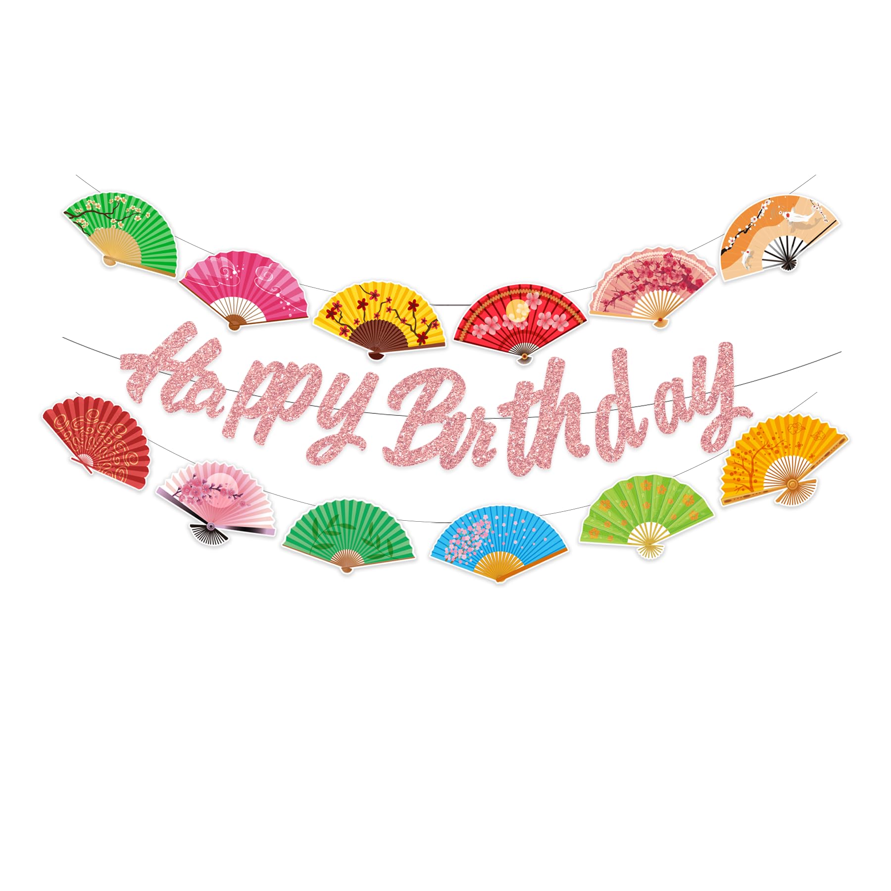 3 PCS Folding Fans Party Banners Japanese Birthday Hanging Decorations for Folding Fans Party Decorations Birthday Party Supplies