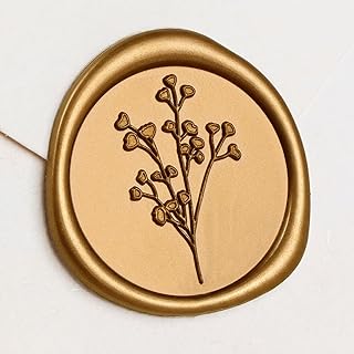 UNIQOOO Wax Seal Stickers - Baby‘s Breath Wedding Invitation Envelope Seal Stickers, Botanical 50 Pcs Self- Adhesive Antique Gold Stickers, Perfect for Invitation, Gift Wrapping, Crafts (Antique Gold)