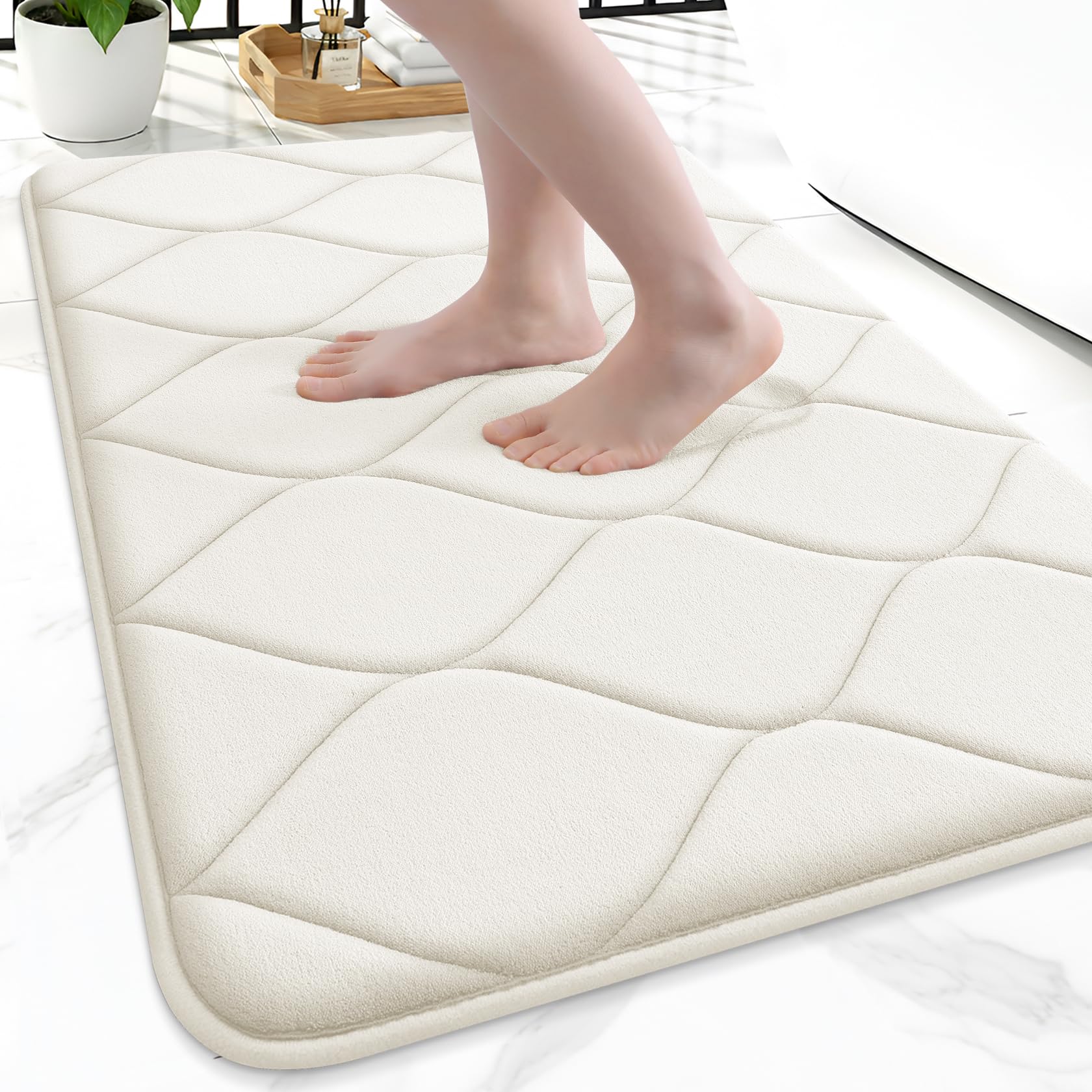 Smiry Memory Foam Bath Mat 24x16, Ultra Soft Absorbent Bathroom Rugs