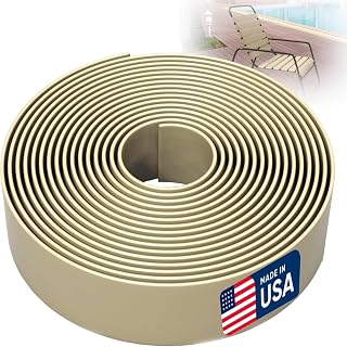 LEMBERG Driftwood 1.5" Wide 20' Length Chair Vinyl Strap Strapping for Patio Lawn Garden Outdoor Furniture Matte Finish Color