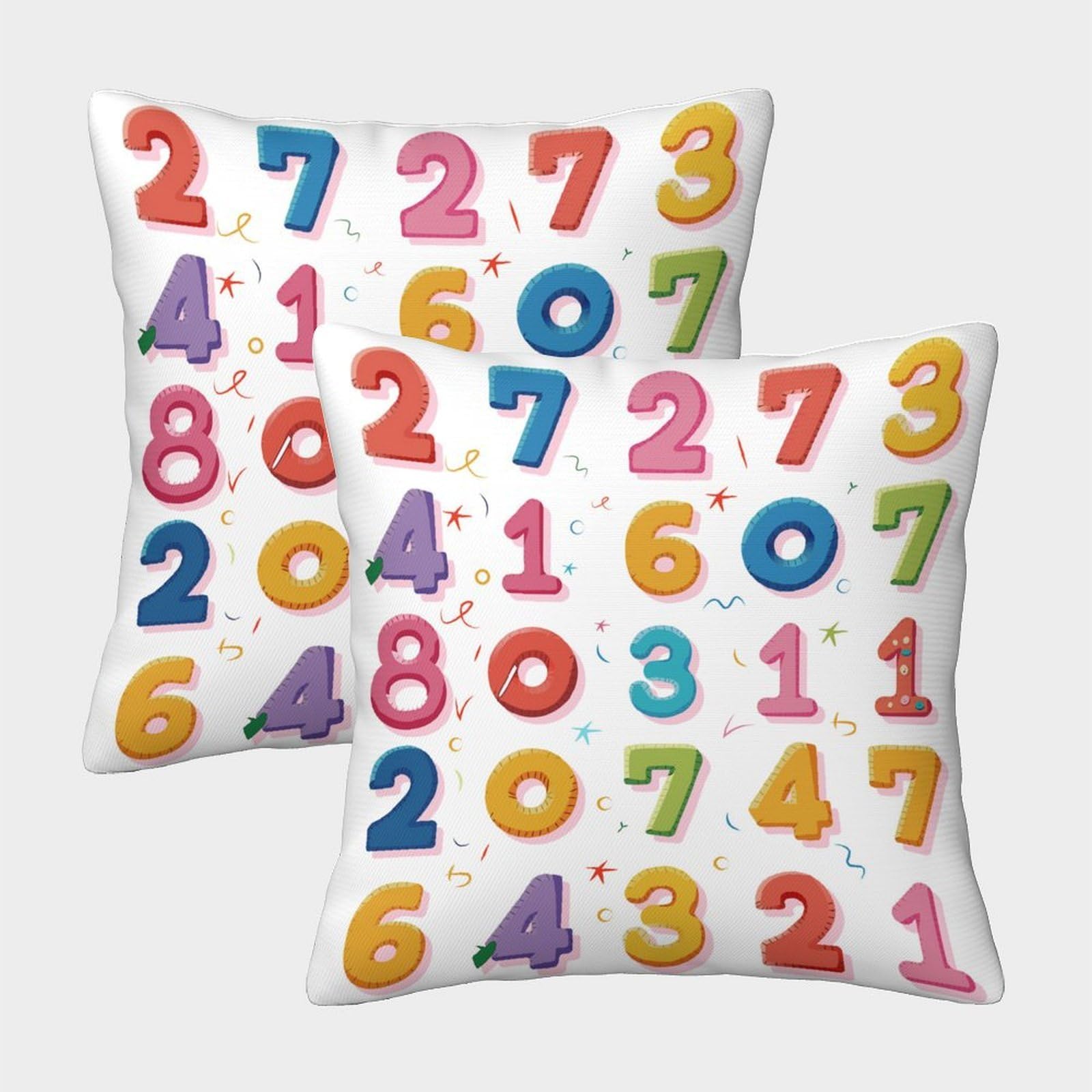 QFVANSIYO Colorful Numbers 3D Printed Pillowcase Microfiber Bedroom Decor Numeric Pattern Pillow Cover Soft for Home Dorm 40x40cm