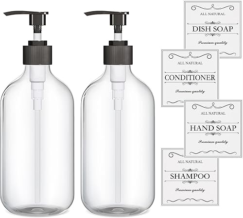 Miniatura 1 de 2 dispensadores de jabón transparente para platos para cocina con bomba a prueba de óxido (16 onzas), dispensador de jabón de manos prémium para