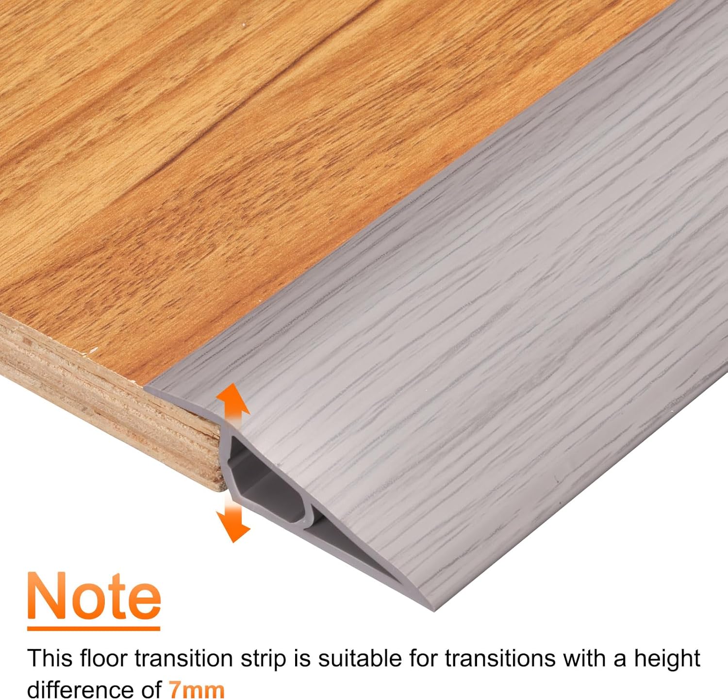 HARFINGTON Floor Transition Strip 1.6" 10ft Self Adhesive PVC Carpet to Tile Transition Edging Trim Peel and Stick Cover Strip for Uneven Floors Height 7mm, Yellow Wood Grain