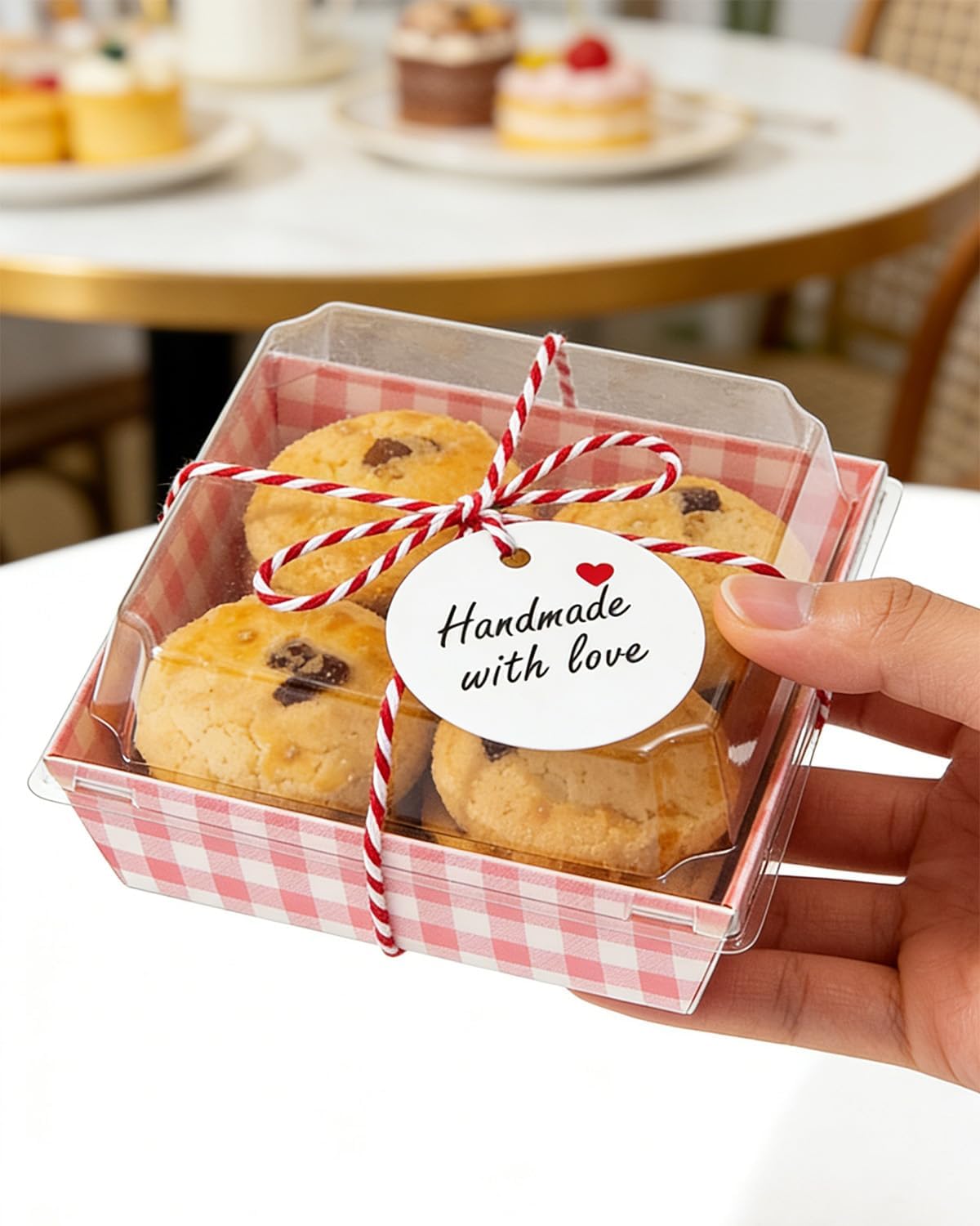 Charcuterie Boxes With Clear Lids, 100 Pack Disposable Paper Food Containers, Bakery Take Out Boxes For Cake, Sandwich, Strawberry, Dessert Box With Gift Tags & Rope (Pink)