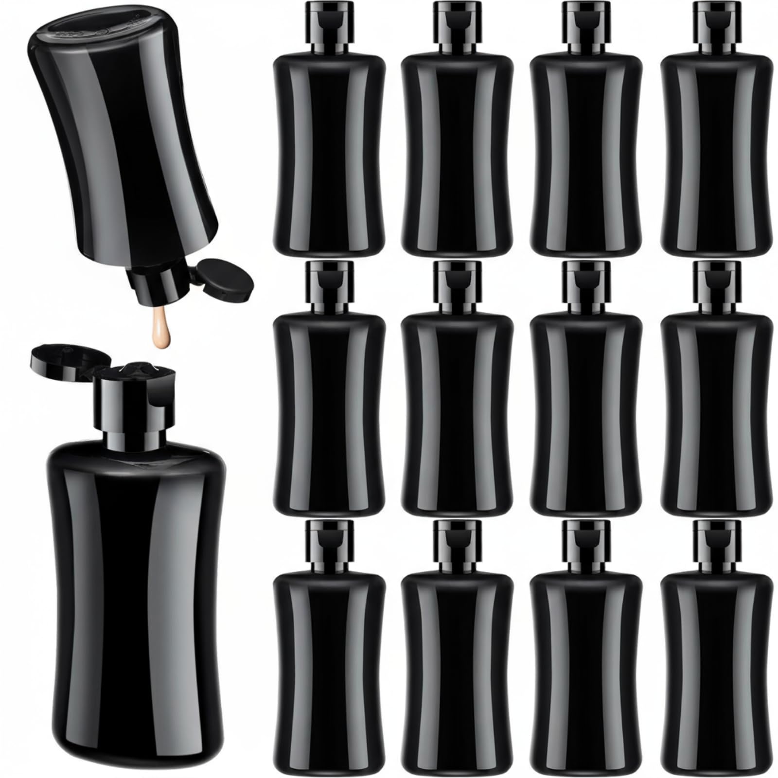 Domensi 3.4 oz Travel Bottles with Flip Cap Black Plastic Travel Size Toiletries Bottles Portable Leak Proof Squeeze Container Refillable Empty