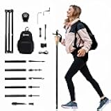 Collapsible Tactical Walking Stick with LED Light, USB Charging, Cork Grip, and Survival Tools – Aircraft Aluminum Trekking Pole for Hiking, Camping, Outdoors & Self Defense