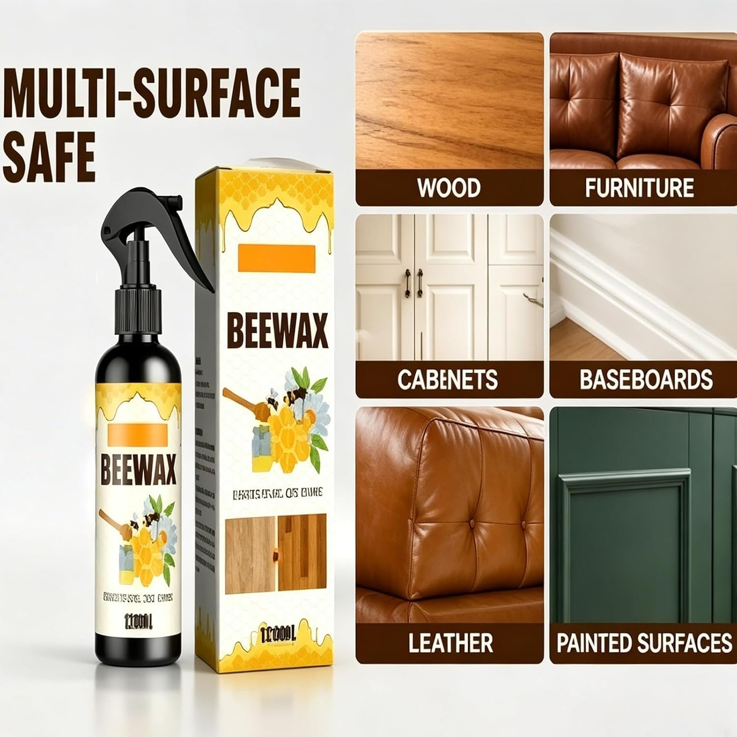 Cera de Abejas Pulimento para Muebles de Madera,2026 Upgrade Multi-Purpose Beeswax Wood Polish for Living Rooms,Kitchens,Wood Furniture Floors (2PCS)