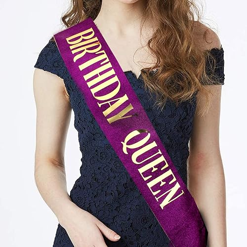 Miniatura 3 de CIEHER Corona de oro rosa de cristal + banda de reina de cumpleaños + pin de perla, corona de cumpleaños y banda de cumpleaños para mujer, banda de