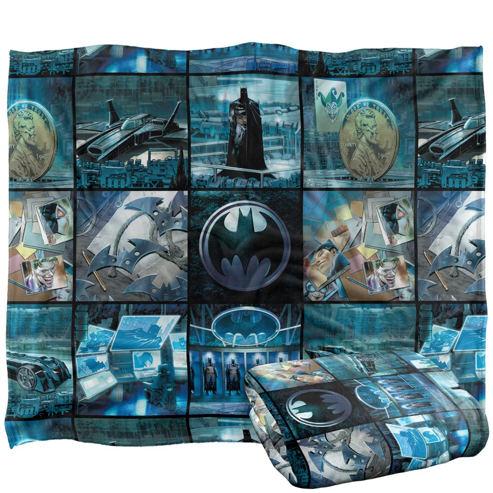 BATMAN Blanket, 152 x 127 cm, Batcave Tiles Silky Touch Super Soft Throw Blanket