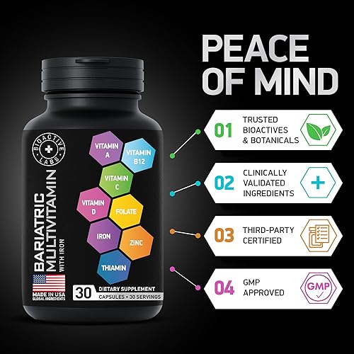 Miniatura 3 de Multivitamínico bariátrico con hierro para mujeres y hombres  Vitaminas de bypass gástrico y manga gástrica multivitaminas de hierro bariátrico  Sin