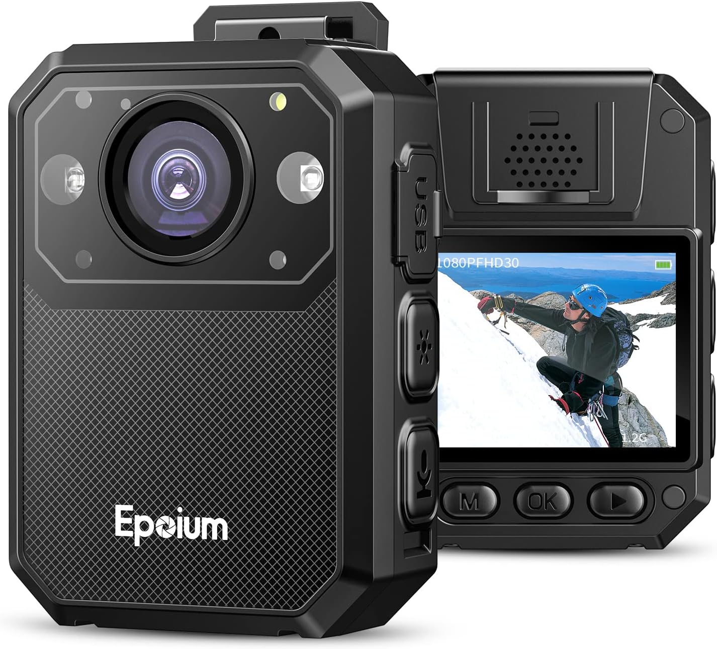 Body Worn Camera, 128GB Body Mounted Camera with Night Vision & Loop Recording, 140° Wide Angle, Support 8-9 Hours Recording Wearable Camera for Car Drivers, Couriers, Daily Record