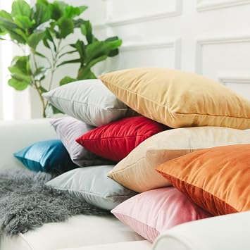 Home Brilliant Decorative Pillow Covers Solid Square Modern Velvet Pillowcases for Couch Bedding Room Elder Woman Nursery, 18 x 18 inch,(2 Pieces), Silver Grey
