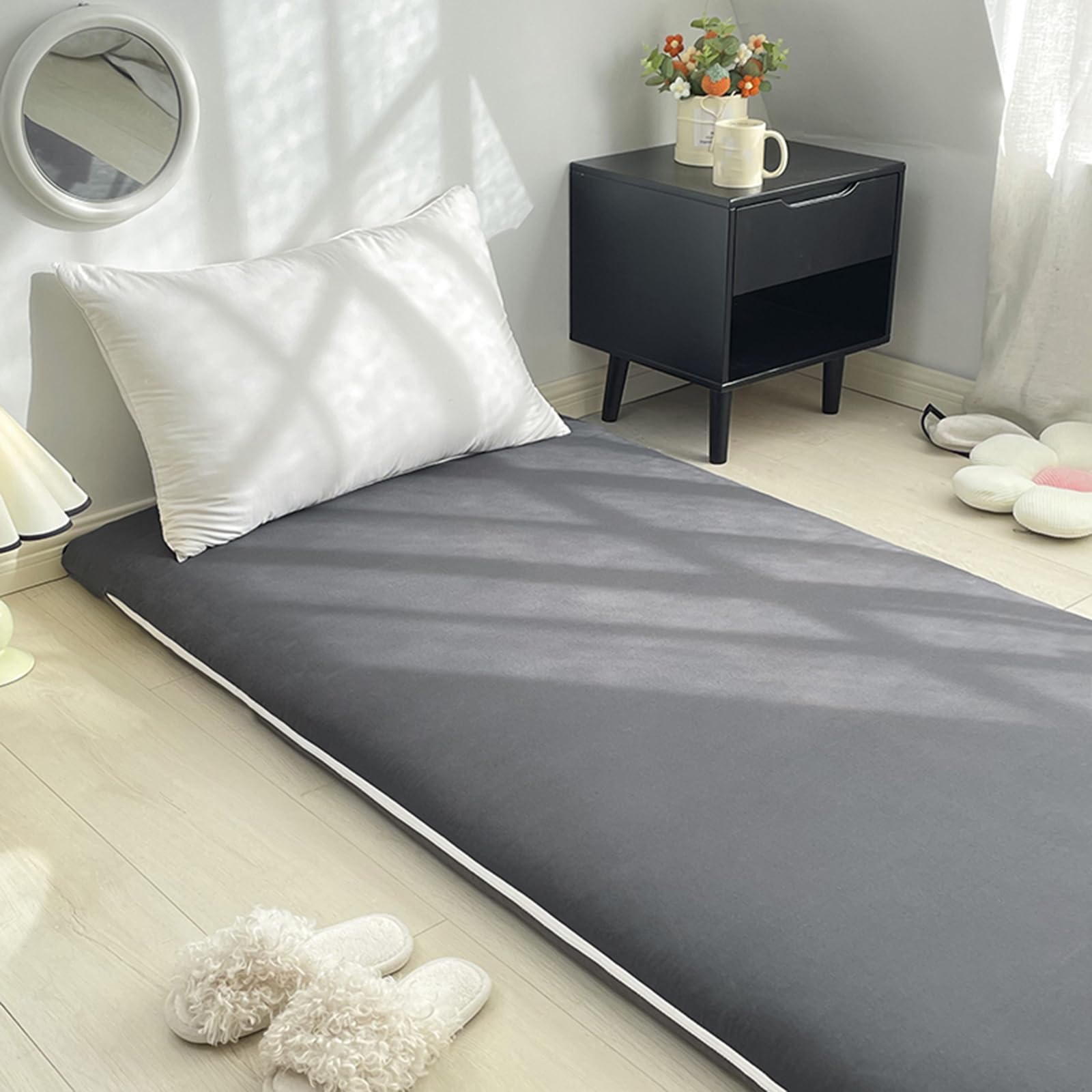 Rimovibile Fodera Materasso Giapponese da Pavimento, Giapponese Copertura Materasso con Cerniera, Cotone Coprimaterasso Futon da Pavimento, Copertura per Tatami Lavabile,A,150x200cm/59x79in