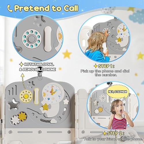 Miniatura 3 de BIERUM Tobogán infantil 12 en 1, tobogán para bebés con temática de astronauta para niños pequeños de 1 a 3 años, con diseño de astronauta, luna,