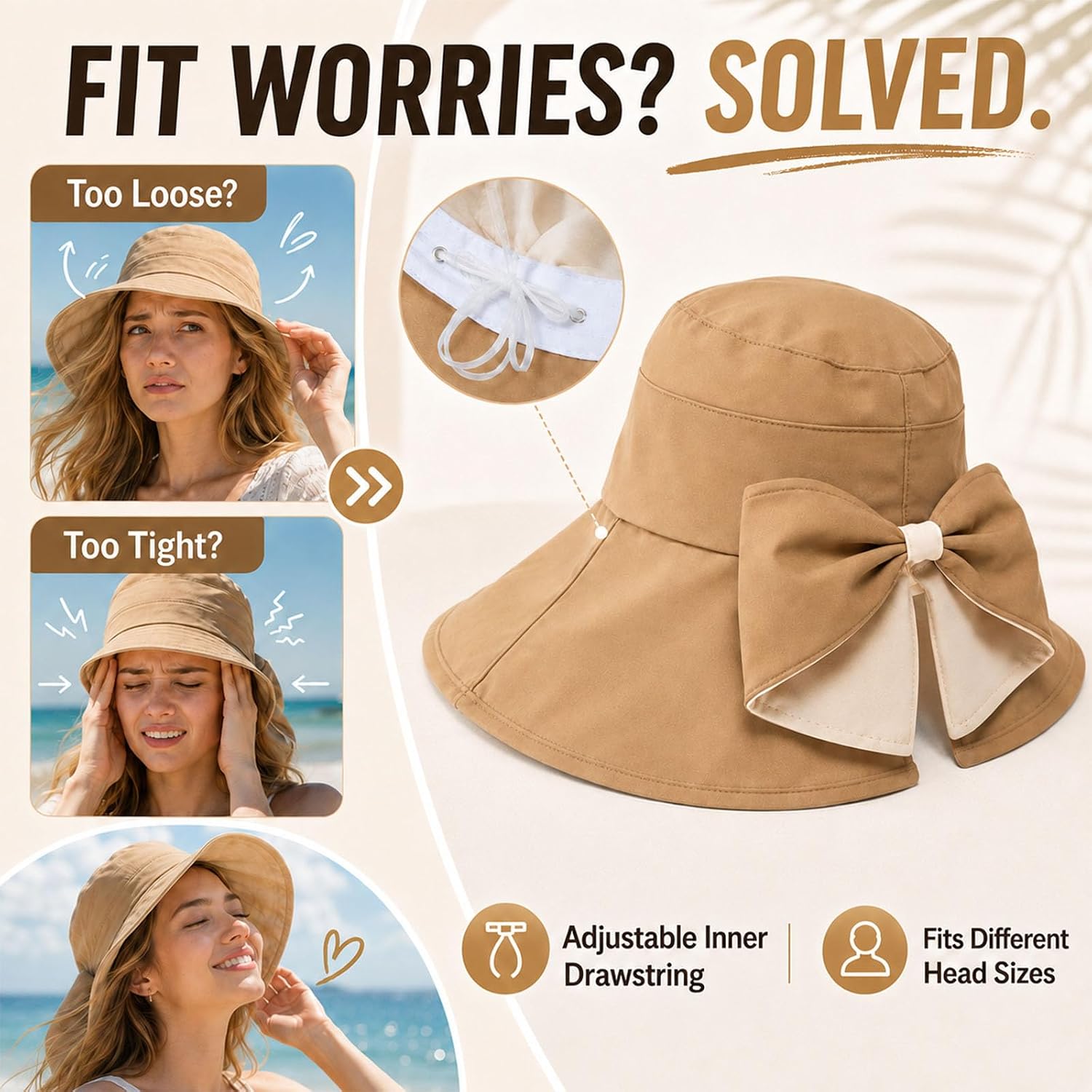 Women's Bowknot Wide Brim Sun Protective Hat image 2