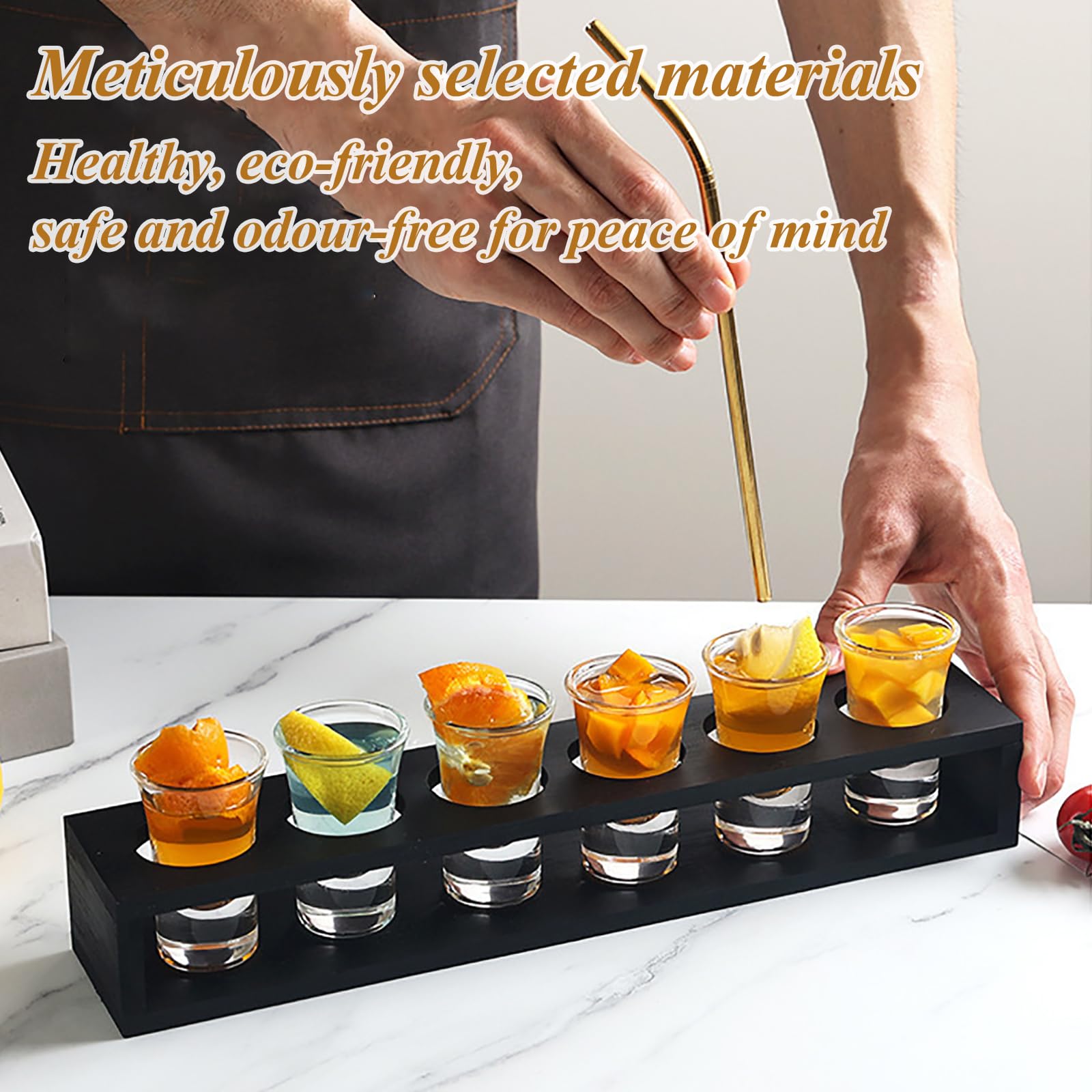 Ensemble de verres à shot avec plateau de service, verres à base épaisse pour la maison, le bar et les fêtes