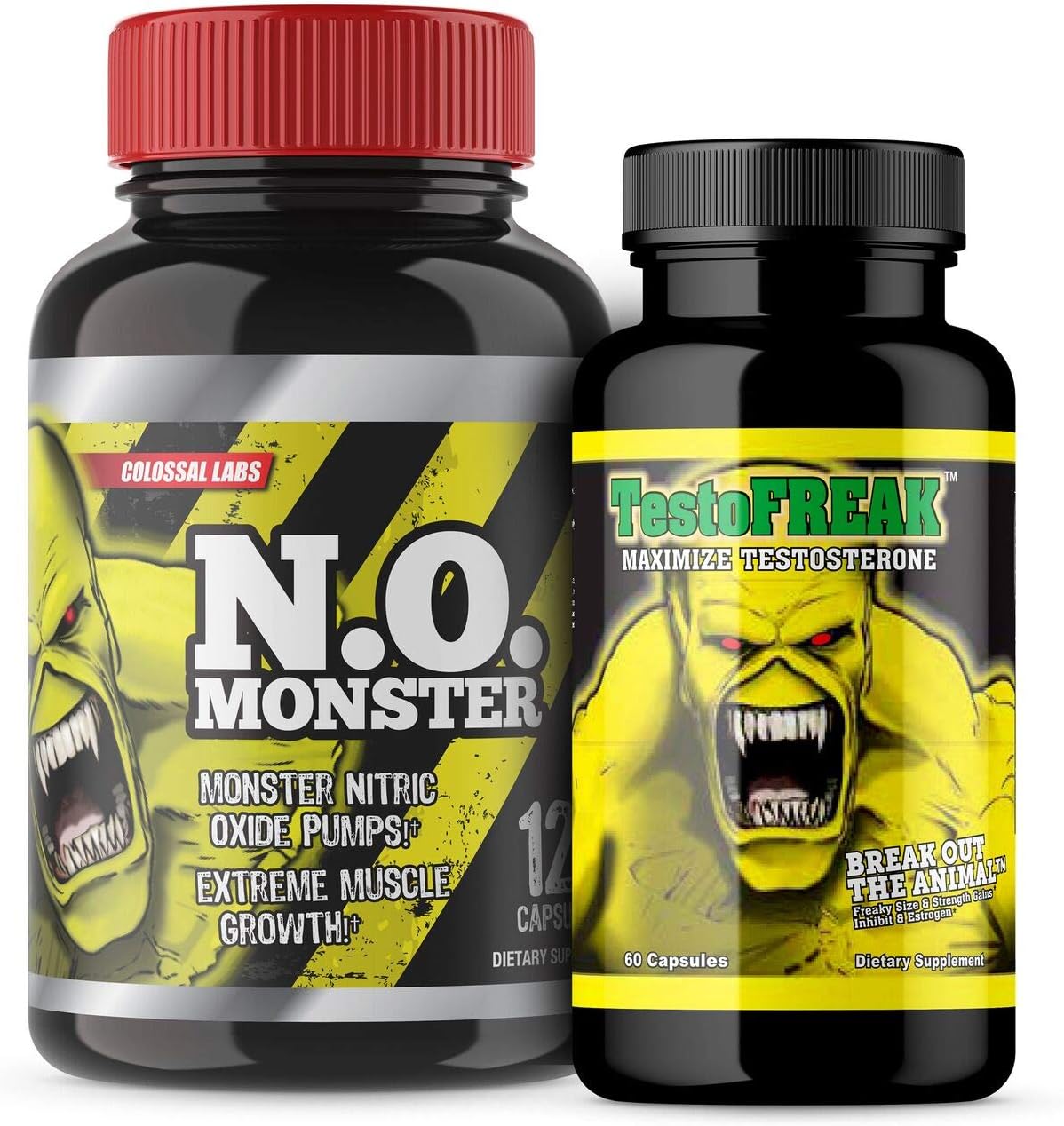 COLOSSAL LABS Nitric Oxide Booster and T Stack Supplement [2 Bottles] for Increased Test Levels, Supports Recovery, O2 Supply, Enhances Muscle Strength for Athletes – Health & Nutrition Supplement