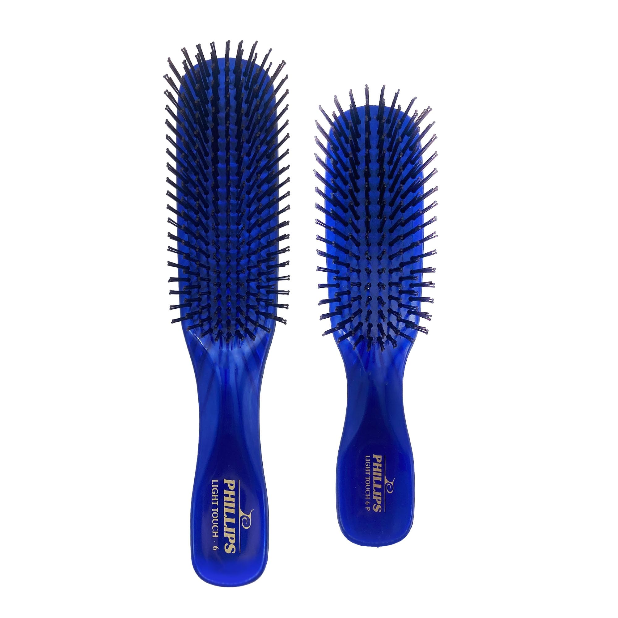Light Touch 6 Sapphire Blue Hair Brush & Purse Sized Combo Pack by Phillips Brush