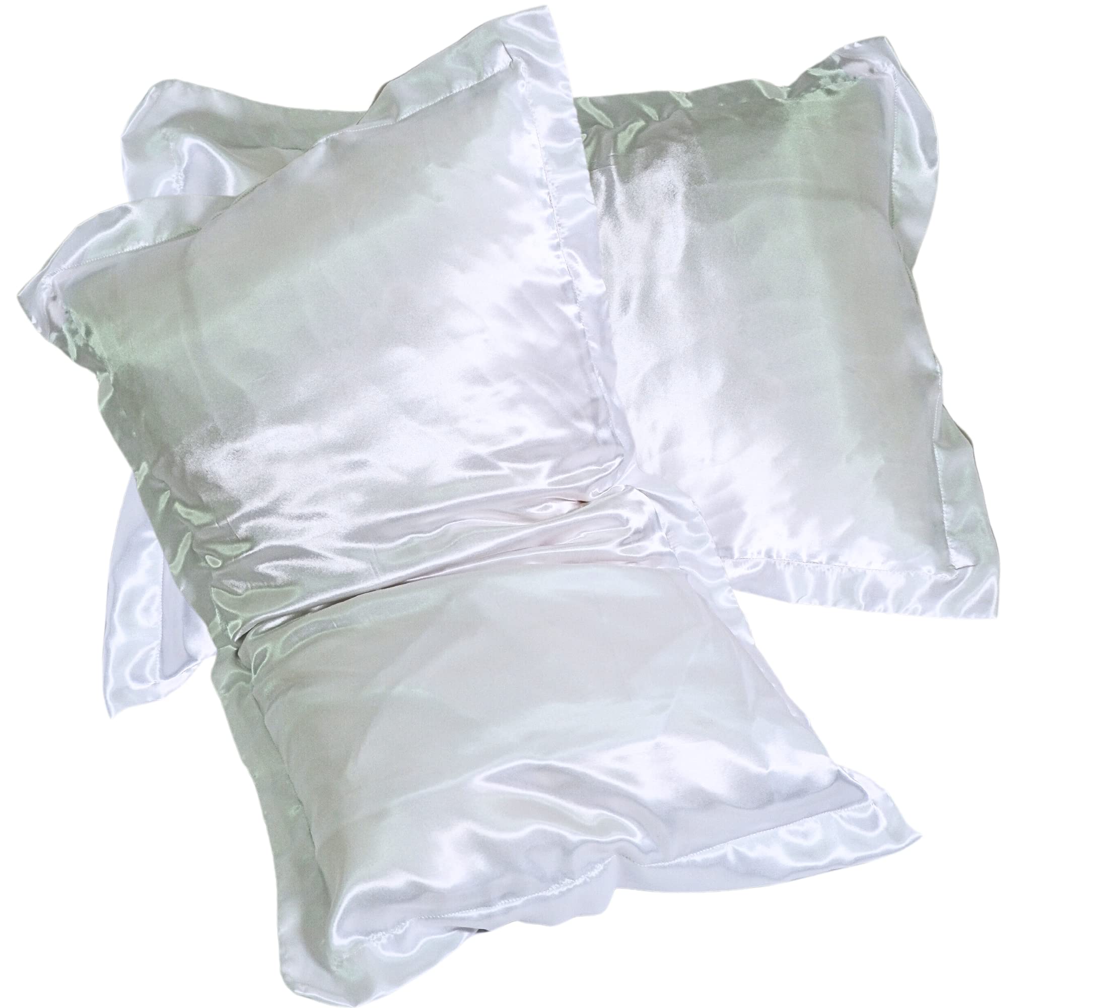 HAWKAIZEN Satin Pillowcase for Hair and Skin Care (Pack of 2) - Soft, Breathable, Silk Pillowcase with Envelop Closure, Pillow Cover Queen Size/50x75 cm/ 20x30 Inches WHITE