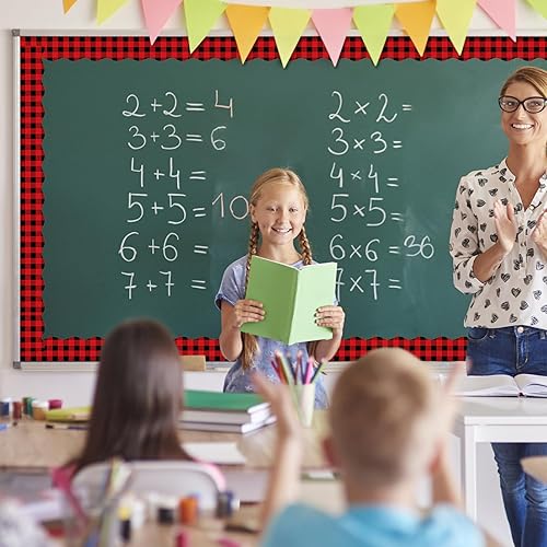 Miniatura 5 de Whaline 24 calcomanías magnéticas para tablero de anuncios de Navidad, color rojo y negro, a cuadros, para aula, Navidad, escuela, oficina, fiesta,