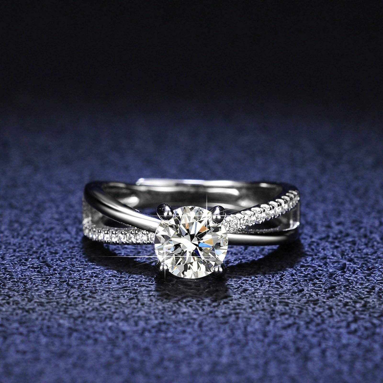 Anillo para mujer de oro, 1 ct, diamante cultivado en laboratorio, anillo de boda, oro blanco, elegante, anillos de compromiso, oro real para mujer