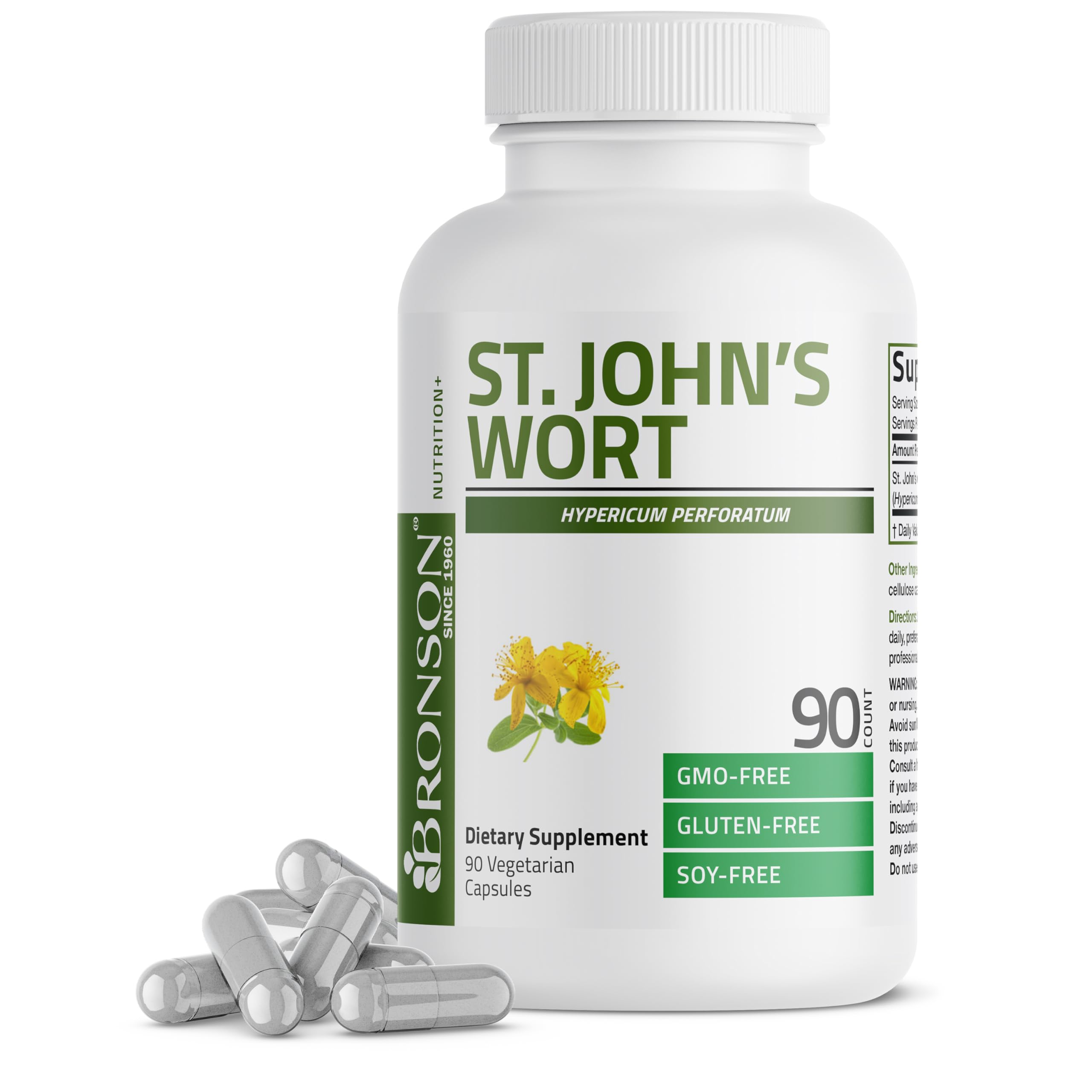 Bronson St. John's Wort 700 mg Positive Mood Support, 90 Capsules 90 Count (Pack of 1)