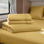 Hearth & Harbor Feuilles de la Reine courte pour RV, Gris foncé RV Feuilles de la Reine, Silky Soft 1800 Feuille de lit en microfibre pour campeur, 4 Pièce RV Literie avec oreillers