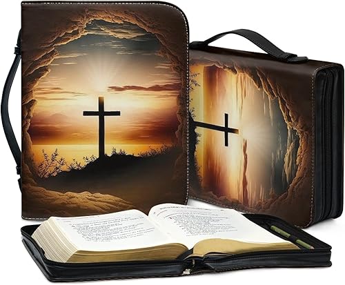 Miniatura 2 de PORCLAY Cross Lay - Funda plana para la Biblia para mujeres y hombres, funda para Biblia con asas, funda de transporte de la Biblia de cuero