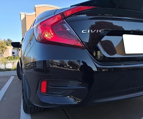 Miniatura 4 de iJDMTOY Lentes rojas 54-SMD LED Reflector de parachoques compatibles con Honda Civic SedanCoupe 2016-2021, funciona como faros antiniebla traseros,