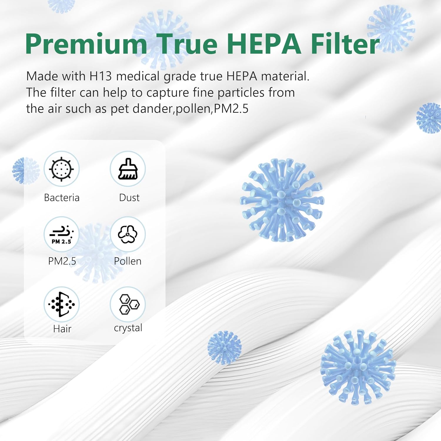 2 Packs HAP-603 Replacement Filter Compatible with ECOSELF HAP603 Air Cleaner Purifier, 3-in-1 HAP603 Replacement Filter, White - Image 7