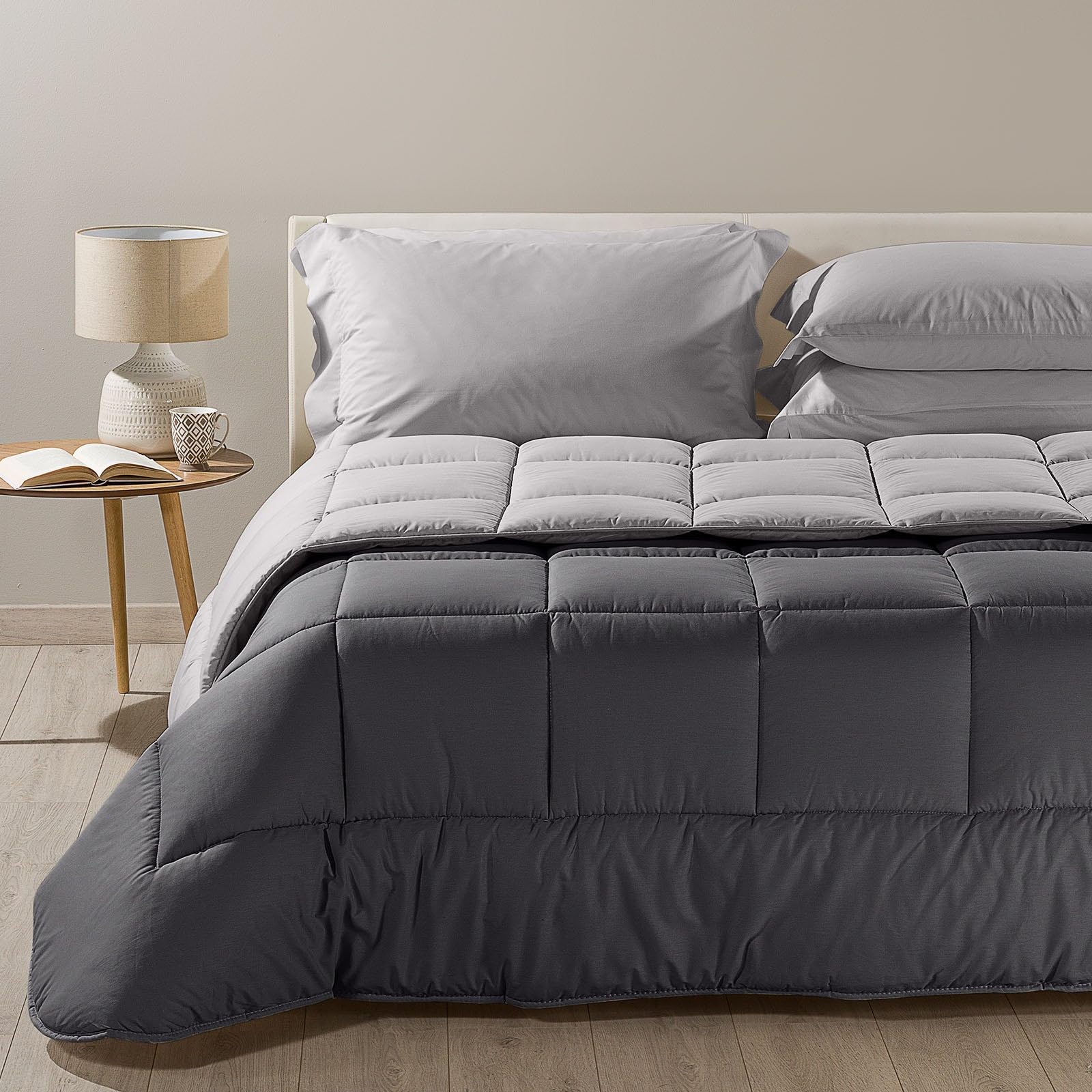 Caleffi 13958, Cotone Bicolor Trapunta per Matrimoniale Letto, Antracite
