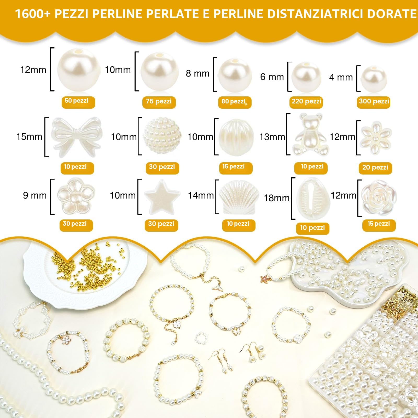 KAOHONG 1600pezzi Perline per Braccialetti Set perline per Gioielli Fai Da Te Perle per Bigiotteria Perline per Braccialetti Adulti Beads for Bracelets per la Creazione di Bracciali, Gioielli,Collane