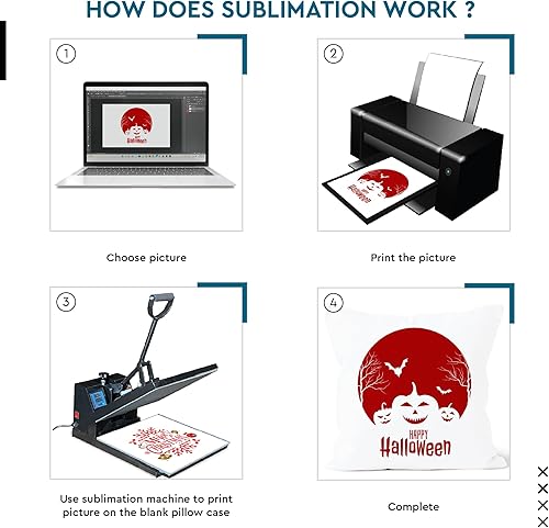 Miniatura 4 de Encasa Homes - Fundas de almohada solo (sin relleno) (16 x 16)  Sublimación en blanco paquete de 4 piezas con cremallera invisible  Fundas de cojín