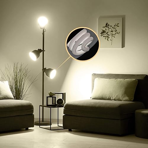 Miniatura 6 de JACKYLED Bombillas CFL GU24 con certificación UL, T3 13 W 2700 K, base GU24, bombillas fluorescentes compactas de base GU24, bombilla espiral de 900