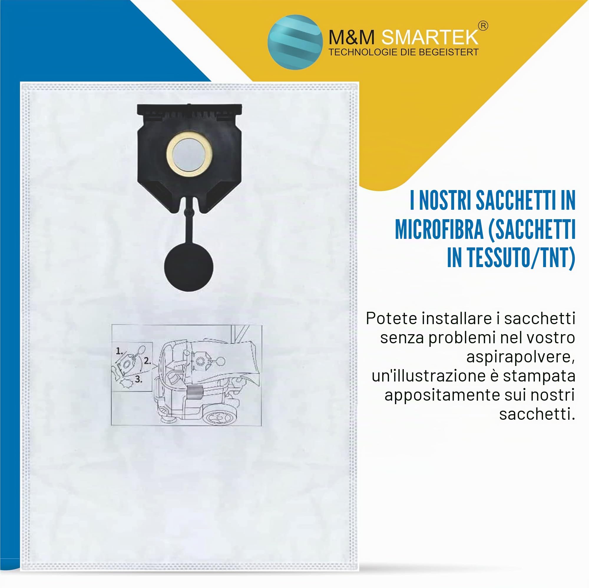 M&M Smartek 10x sacchetti aspirapolvere di ricambio per Kärcher