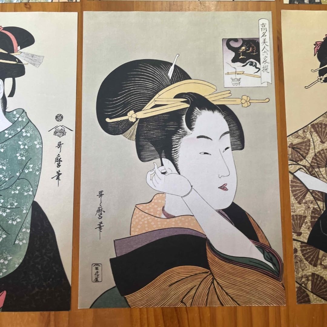 Amazon.co.jp: 歌麿 美人揃 歌舞伎 浮世絵 23.5㎝35.5㎝ 6枚