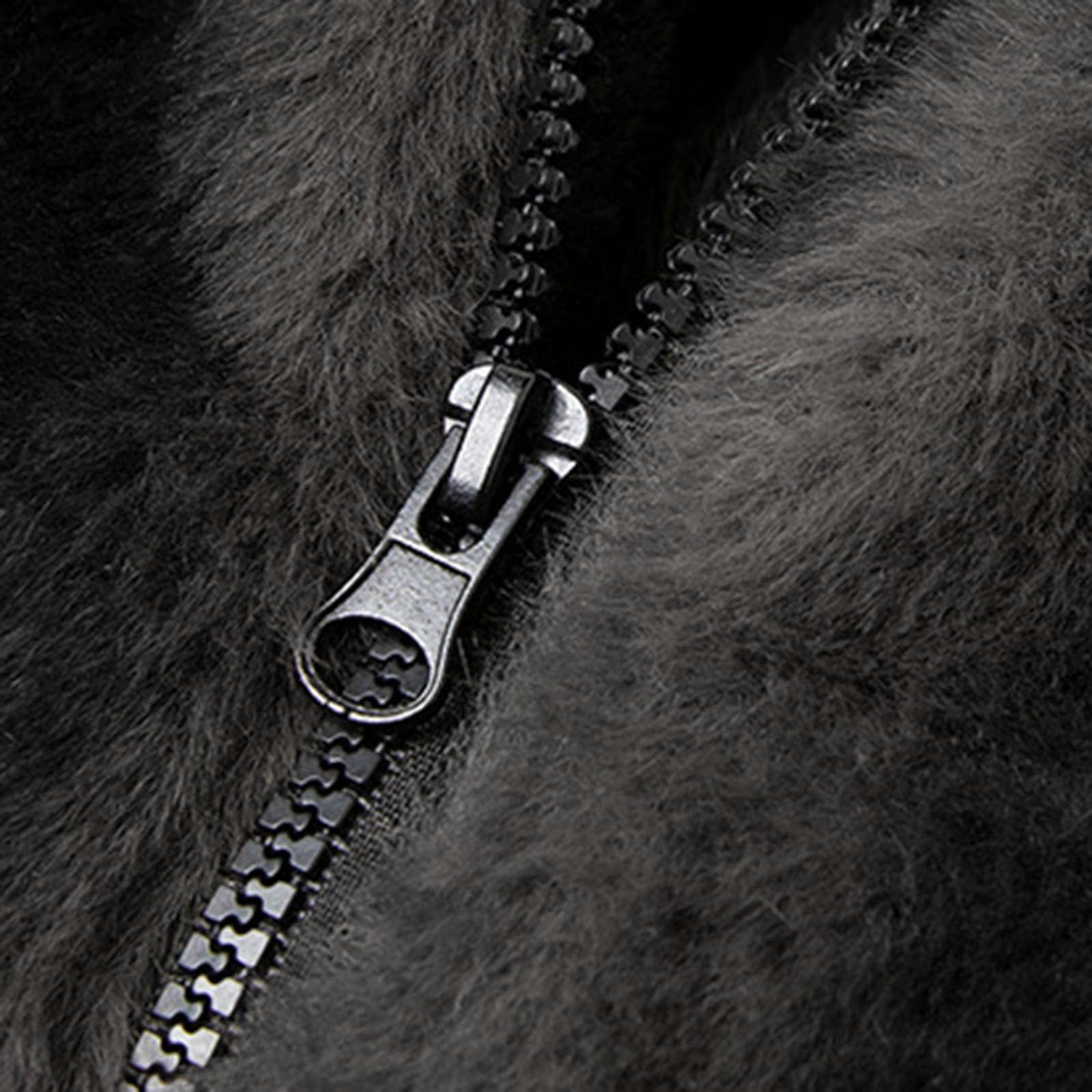 Kunstfell-Jacke für Herren, Winter, warm, Teddy-Fleece-Mäntel, durchgehender Reißverschluss, flauschig, flauschig, Plüsch-Strickjacke, langärmelig, lässig, Stehkragen, Thermo-Übermantel