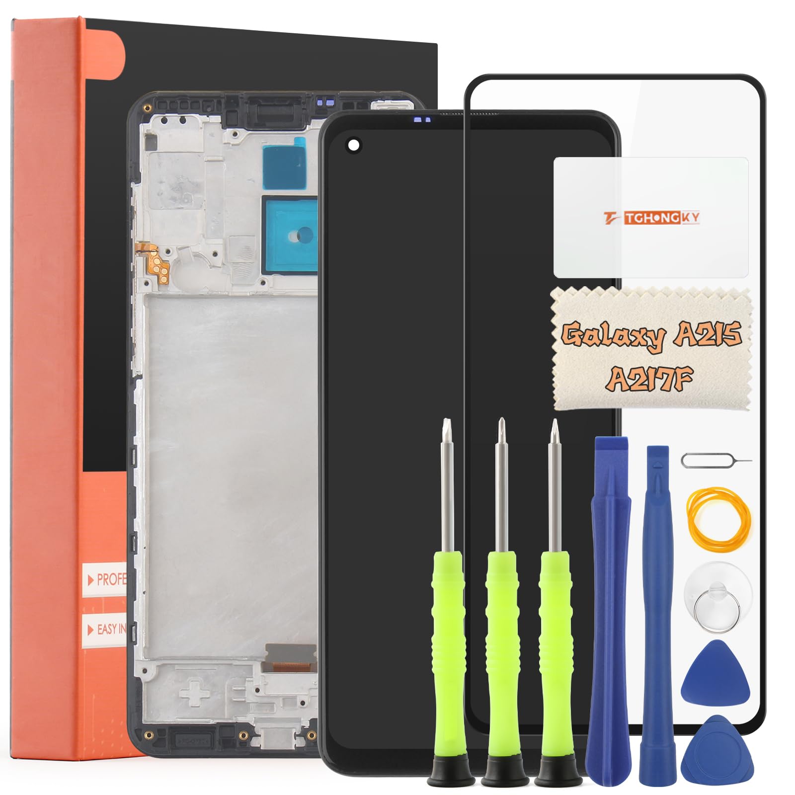 LCD Schermo per Samsung Galaxy A21S Display Touchscreen di Sostituzione del Display per Samsung A21S A217 LCD con Strumenti di Riparazione(Nero con Cornice)