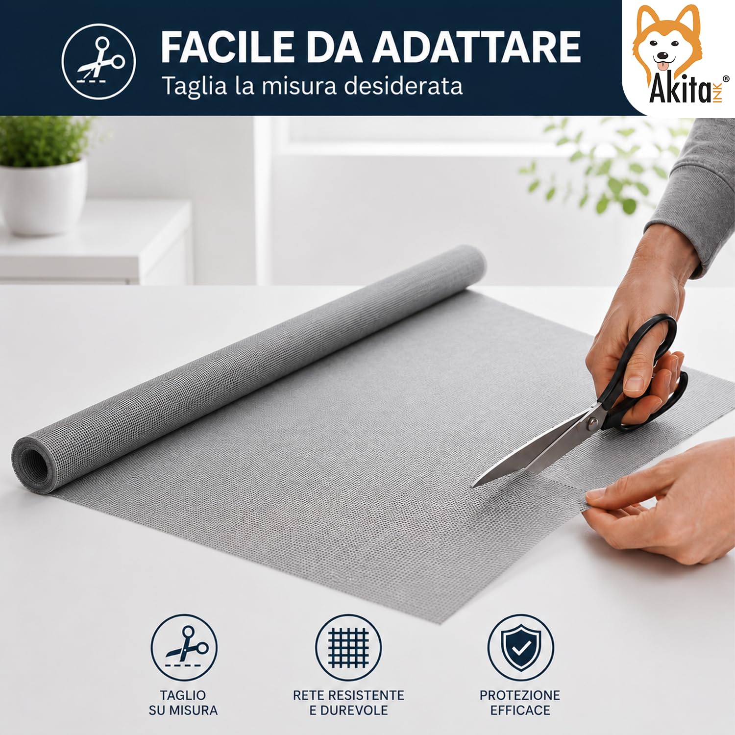 Akitaink Rotolo Zanzariera in Fibra di Vetro 250x120 cm, Rete Grigia per Sostituzione e Riparazione