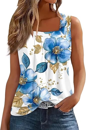 Spring Summer Plus Size Dressy Tank Tops for Women 2025 Womens Workout Floral Boho Beach Sleeveless Shirts Blouses