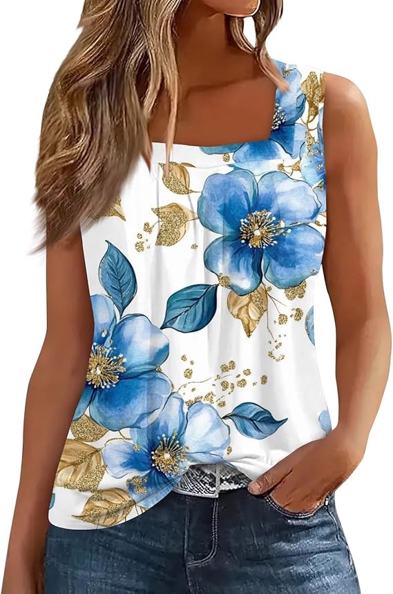 Spring Summer Plus Size Dressy Tank Tops for Women 2025 Womens Workout Floral Boho Beach Sleeveless Shirts Blouses