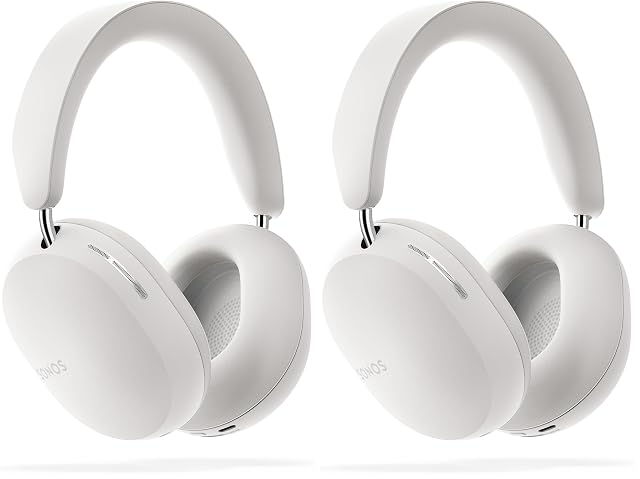 Sonos Ace | Noise Cancelling Wireless Over-Ear Headphones with Bluetooth, 30-Hour Battery Life, Spatial Audio, Dolby Atmos, Dynamic Head Tracking - White (Pack of 2)