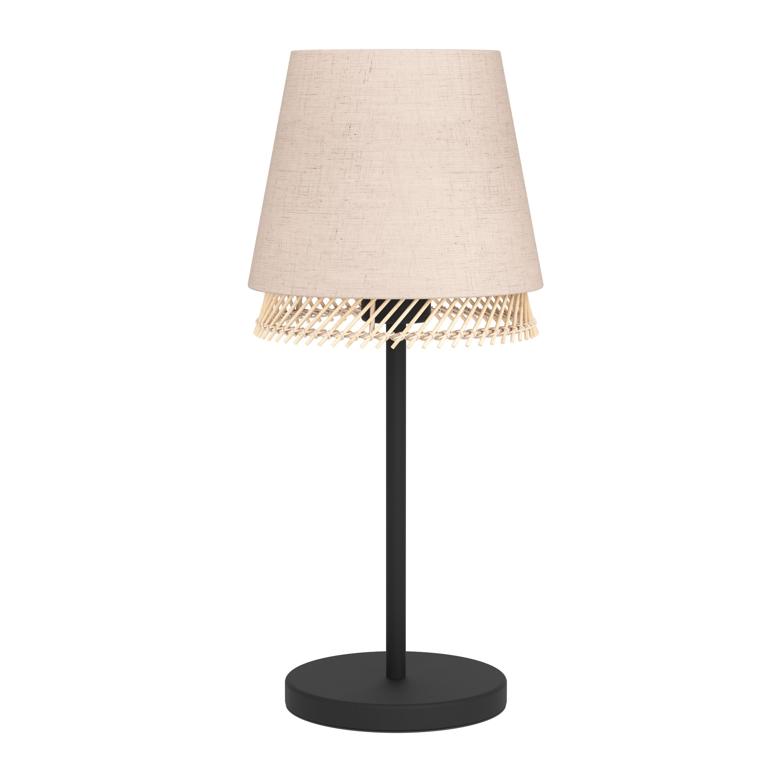 Eglo LED Bedside lamp Tabley, Light Fixture in Natural Design, Living Room and Bedroom Lighting, Bamboo and Linen, E27 Fitting
